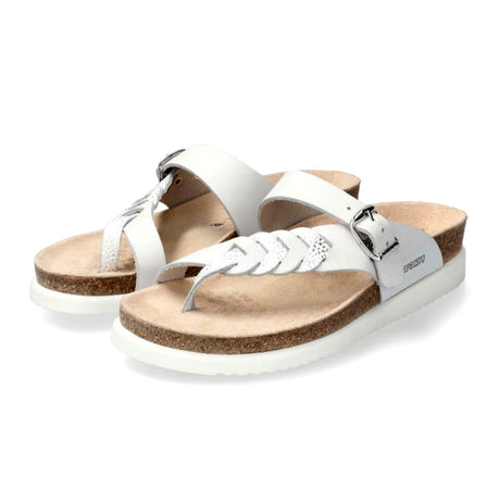 Mephisto Heleonore Sandal (Women) - White Scratch Leather/Silver Sandals - Thong - The Heel Shoe Fitters