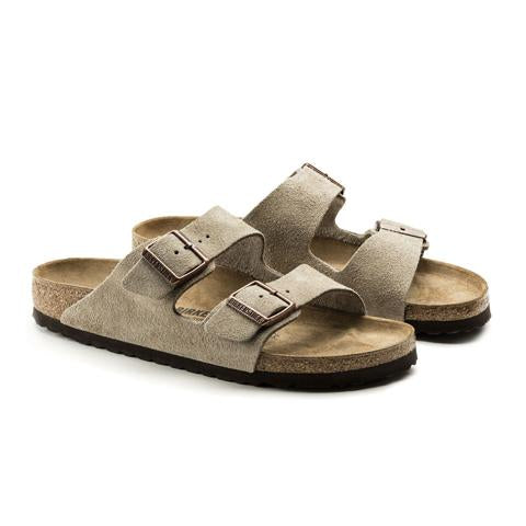 Birkenstock Arizona (Unisex) - Taupe Suede Sandals - Slide - The Heel Shoe Fitters