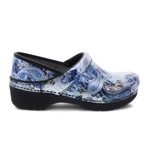Dansko LT Pro Clog (Women) - Silver/Blue Paisley Patent – The Heel Shoe  Fitters