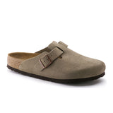 Birkenstock Boston Soft Footbed (Unisex) - Taupe Suede Dress-Casual - Clogs & Mules - The Heel Shoe Fitters