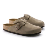 Birkenstock Boston Soft Footbed (Unisex) - Taupe Suede Dress-Casual - Clogs & Mules - The Heel Shoe Fitters