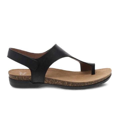 Dansko Reece Thong Sandal (Women) - Black Waxy Burnished Sandals - Thong - The Heel Shoe Fitters