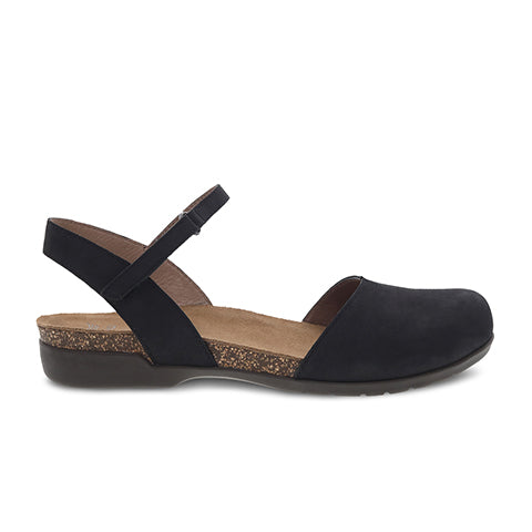 Dansko Rowan Backstrap Sandal (Women) - Black Nubuck Sandals - Backstrap - The Heel Shoe Fitters