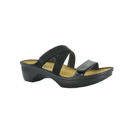 Naot Quito Heeled Sandal (Women) - Black Velvet Crinkle Sandals - Slide - The Heel Shoe Fitters