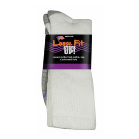 Extrawide Loose Fit Stays Up Cotton Crew Sock (Unisex) - White Accessories - Socks - Lifestyle - The Heel Shoe Fitters