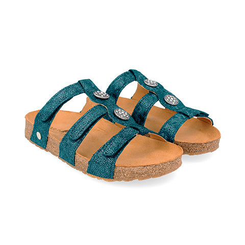 Haflinger Alice Slide Sandal (Women) - Blue Glitter Sandals - Slide - The Heel Shoe Fitters
