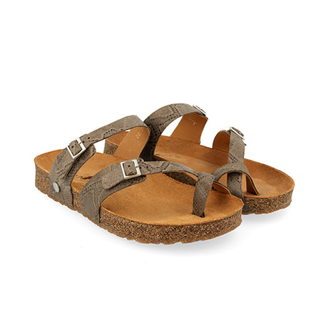 Haflinger Hedda Toe Loop Sandal (Women) - Taupe Reptile Sandals - Slide - The Heel Shoe Fitters