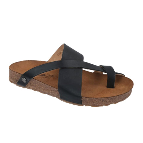 Haflinger Jackie Sandal (Unisex) - Black Sandals - Thong - The Heel Shoe Fitters