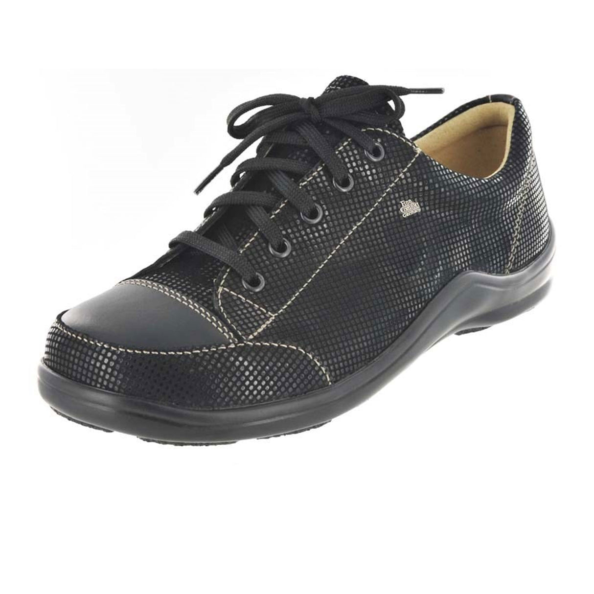 Finn Comfort Soho-S Sneaker (Women) - Black Shimmer Dress-Casual - Lace Ups - The Heel Shoe Fitters