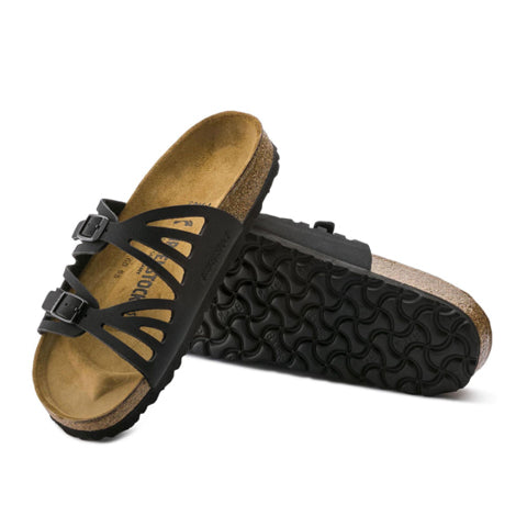 Birkenstock Granada Narrow (Women) - Black Birko-Flor Sandals - Slide - The Heel Shoe Fitters