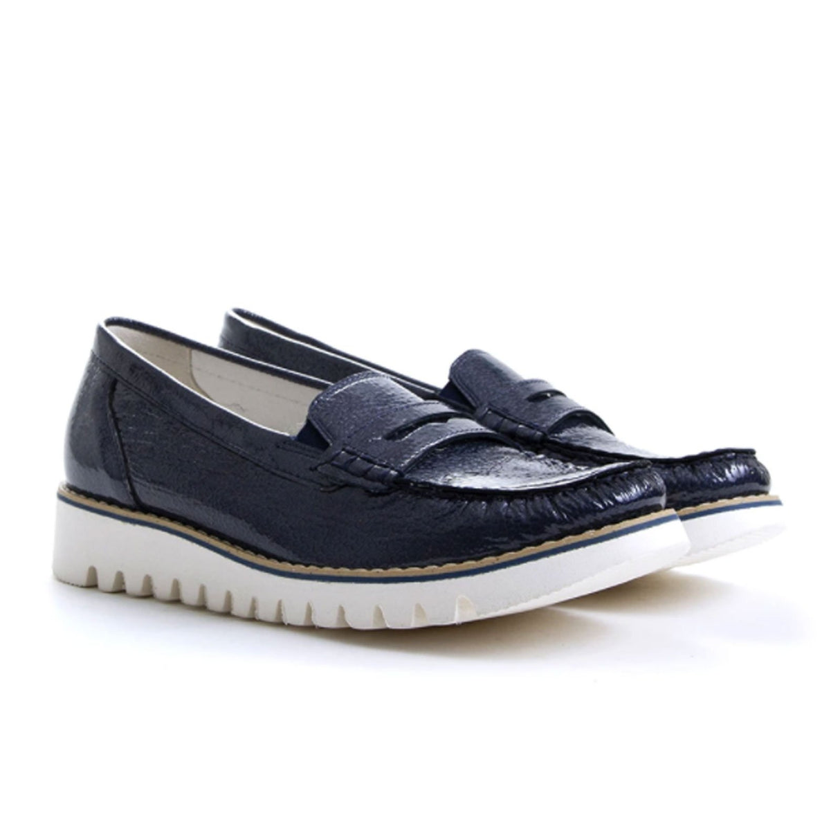 Waldlaufer Lyla 926504 Slip On Loafer (Women) - Patent Navy Dress-Casual - Loafers - The Heel Shoe Fitters