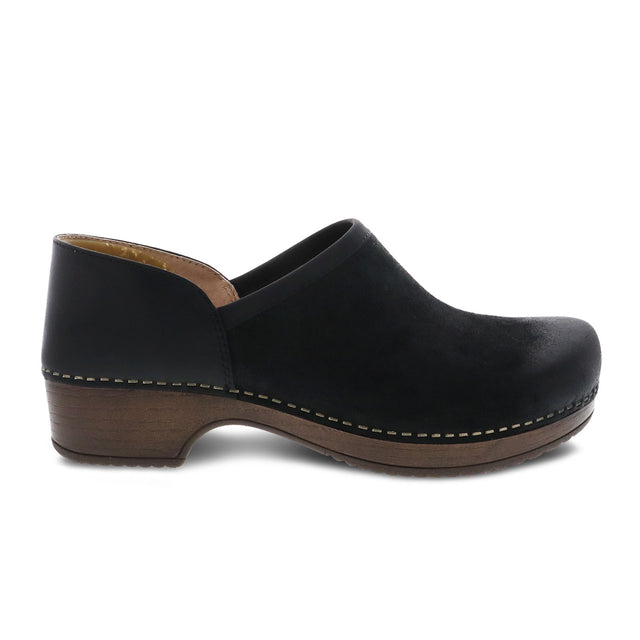 Dansko Brenna Clog (Women) - Black Burnished Suede Dress-Casual - Clogs & Mules - The Heel Shoe Fitters