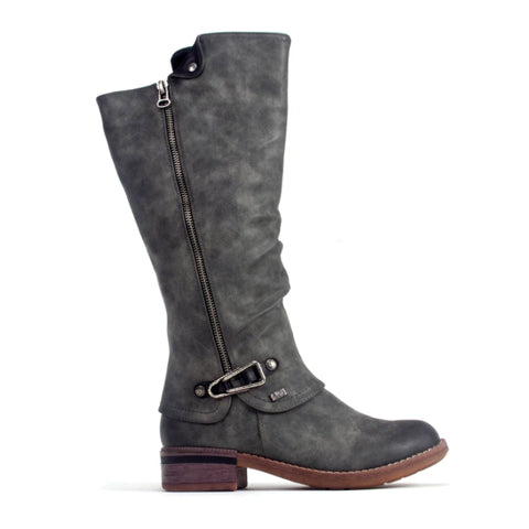 Rieker Fabrizia 94652-45 Tall Boot (Women) - Smoke/Nero Boots - Fashion - High - The Heel Shoe Fitters