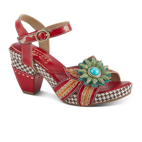 L'Artiste Astarr Heeled Sandal (Women) - Red Multi Sandals - Heel/Wedge - The Heel Shoe Fitters