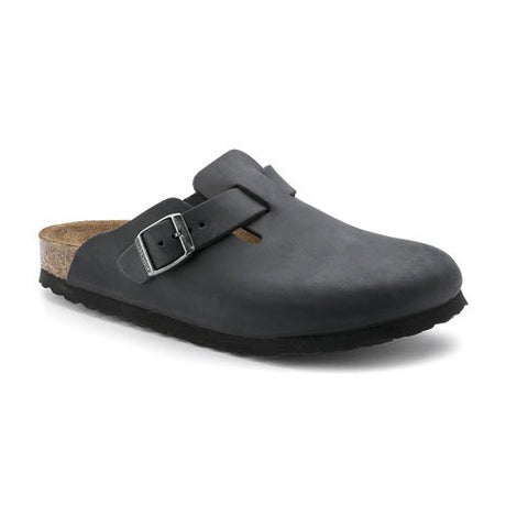 Birkenstock Boston (Unisex) - Black Oiled Leather Dress-Casual - Clogs & Mules - The Heel Shoe Fitters