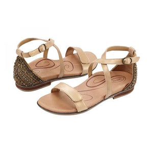 Aetrex Brenda Sandal (Women) - Light Gold Sandals - Backstrap - The Heel Shoe Fitters