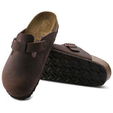 Birkenstock Boston Soft Footbed Narrow (Unisex) - Habana Oiled Leather Dress-Casual - Clogs & Mules - The Heel Shoe Fitters