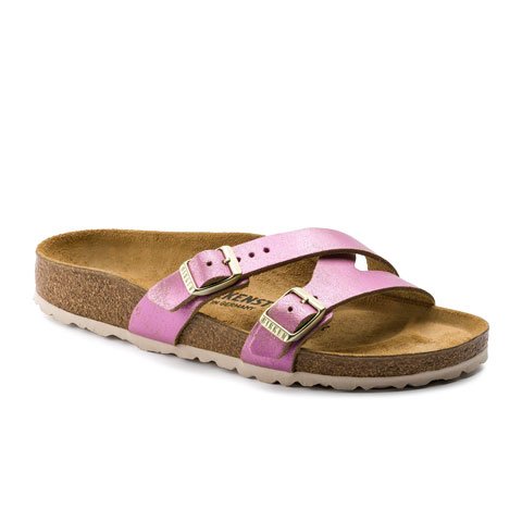 Birkenstock Yao Sandal (Women) - Washed Metallic Pink Suede Sandals - Slide - The Heel Shoe Fitters