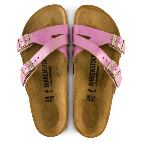 Birkenstock Yao Sandal (Women) - Washed Metallic Pink Suede Sandals - Slide - The Heel Shoe Fitters