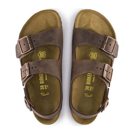 Birkenstock Milano Sandal (Unisex) - Habana Oiled Leather Sandals - Backstrap - The Heel Shoe Fitters