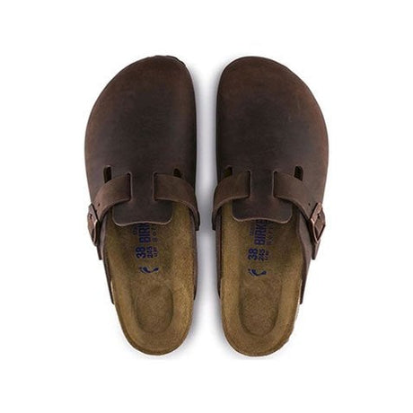 Birkenstock Boston Soft Footbed Narrow (Unisex) - Habana Oiled Leather Dress-Casual - Clogs & Mules - The Heel Shoe Fitters