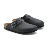 Birkenstock Boston (Unisex) - Black Oiled Leather Dress-Casual - Clogs & Mules - The Heel Shoe Fitters