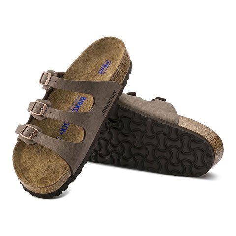 Birkenstock Florida Soft Footbed (Women) - Mocha Birkibuc Sandals - Slide - The Heel Shoe Fitters