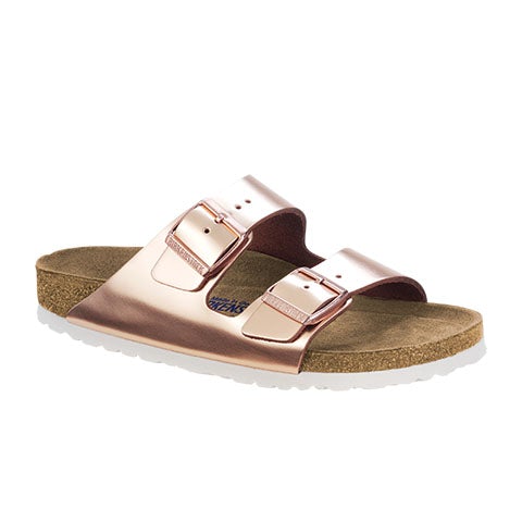 Birkenstock Arizona Narrow (Women) - Metallic Copper Sandals - Slide - The Heel Shoe Fitters