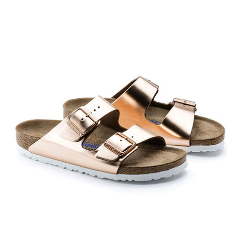 Birkenstock Arizona Soft Footbed Slide Sandal (Women) - Metallic Copper Sandals - Slide - The Heel Shoe Fitters