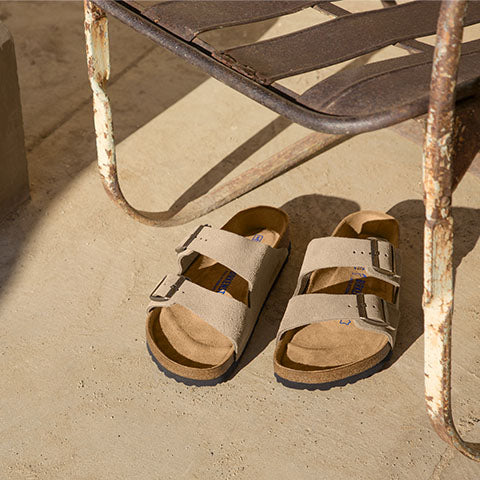 Birkenstock Arizona Soft Footbed Slide Sandal (Unisex) - Taupe Sandals - Slide - The Heel Shoe Fitters