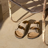 Birkenstock Arizona Soft Footbed Slide Sandal (Unisex) - Taupe Suede Sandals - Slide - The Heel Shoe Fitters