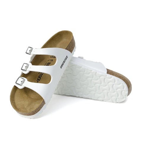 Birkenstock Florida Birko-Flor Narrow Slide Sandal (Women) - White Sandals - Slide - The Heel Shoe Fitters