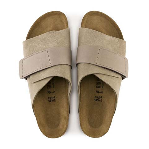 Birkenstock Kyoto Slide Sandal (Men) - Taupe Suede – The Heel Shoe