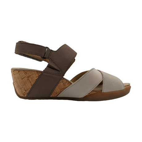 Bussola Nadiya (Women) - Vapor/Taupe Sandals - Heel/Wedge - The Heel Shoe Fitters