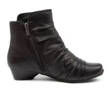 Ziera Camryn Wide Ankle Boot (Women) - Black Leather Boots - Casual - Low - The Heel Shoe Fitters