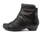 Ziera Camryn Wide Ankle Boot (Women) - Black Leather Boots - Casual - Low - The Heel Shoe Fitters