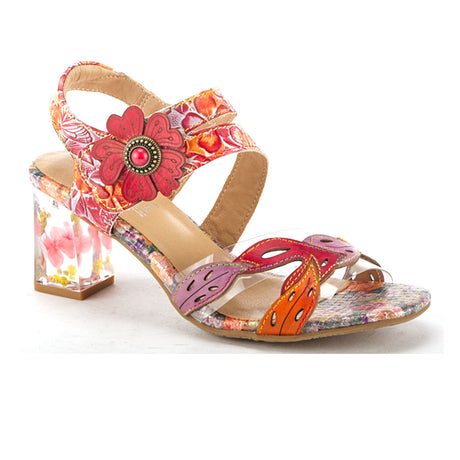 L'Artiste Caselle Heeled Sandal (Women) - Red Multi Sandals - Heel/Wedge - The Heel Shoe Fitters