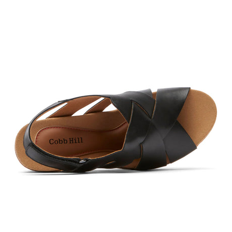 Cobb Hill Alleah Sling Sandal (Women) - Black Leather Sandals - Heel/Wedge - The Heel Shoe Fitters