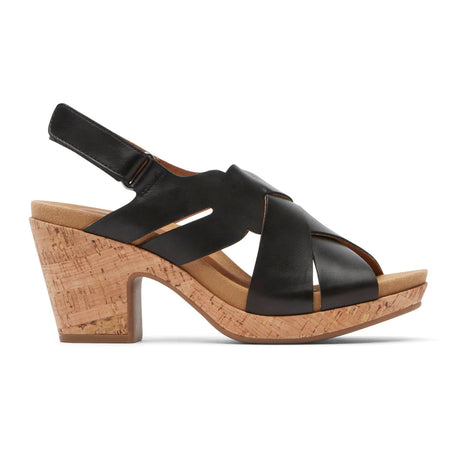 Cobb Hill Alleah Sling Sandal (Women) - Black Leather Sandals - Heel/Wedge - The Heel Shoe Fitters