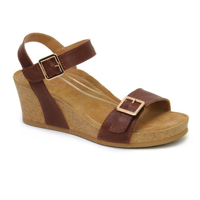 Aetrex Lexa Wedge Sandal (Women) - Walnut Sandals - Heel/Wedge - The Heel Shoe Fitters