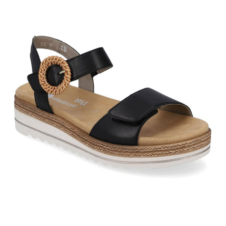 Remonte Jocelyn D0Q52 Flatform Backstrap Sandal (Women) - Black Sandals - Backstrap - The Heel Shoe Fitters