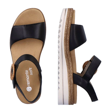 Remonte Jocelyn D0Q52 Flatform Backstrap Sandal (Women) - Black Sandals - Backstrap - The Heel Shoe Fitters
