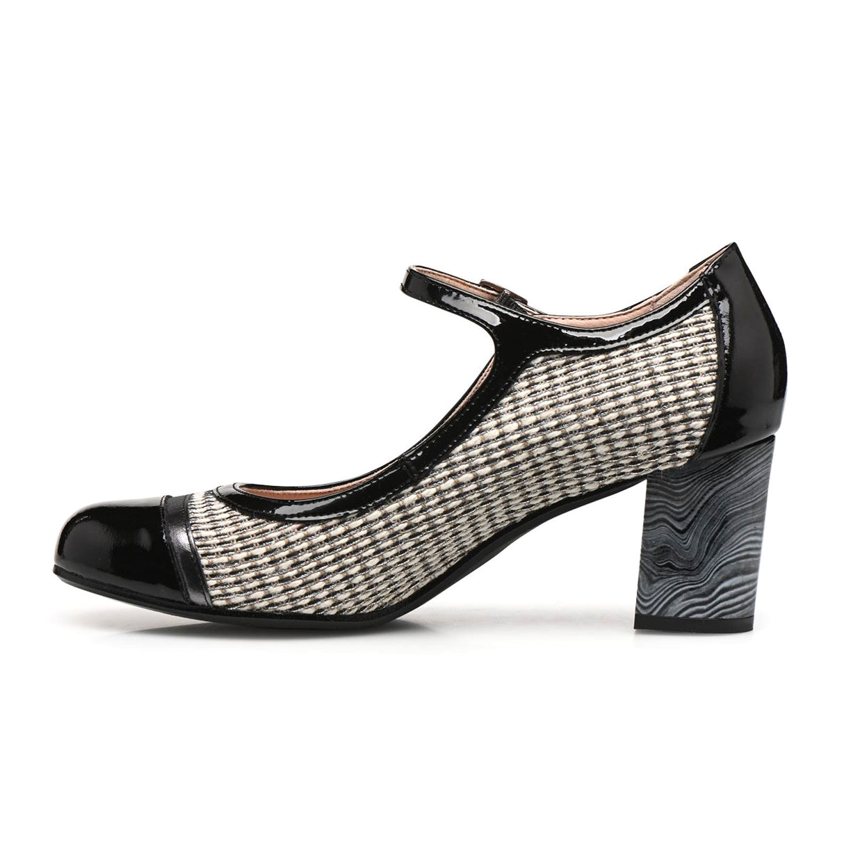 Dorking Rodin D8741 Heeled Mary Jane (Women) - Black/Anthracite Dress-Casual - Heels - The Heel Shoe Fitters