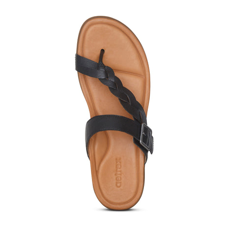 Aetrex Selena Sandal (Women) - Black Sandals - Thong - The Heel Shoe Fitters