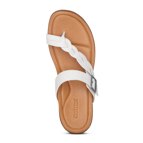 Aetrex Selena Sandal (Women) - White Sandals - Thong - The Heel Shoe Fitters