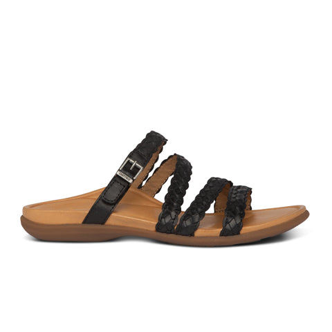 Aetrex Brielle Sandal (Women) - Black Sandal - Slide - The Heel Shoe Fitters
