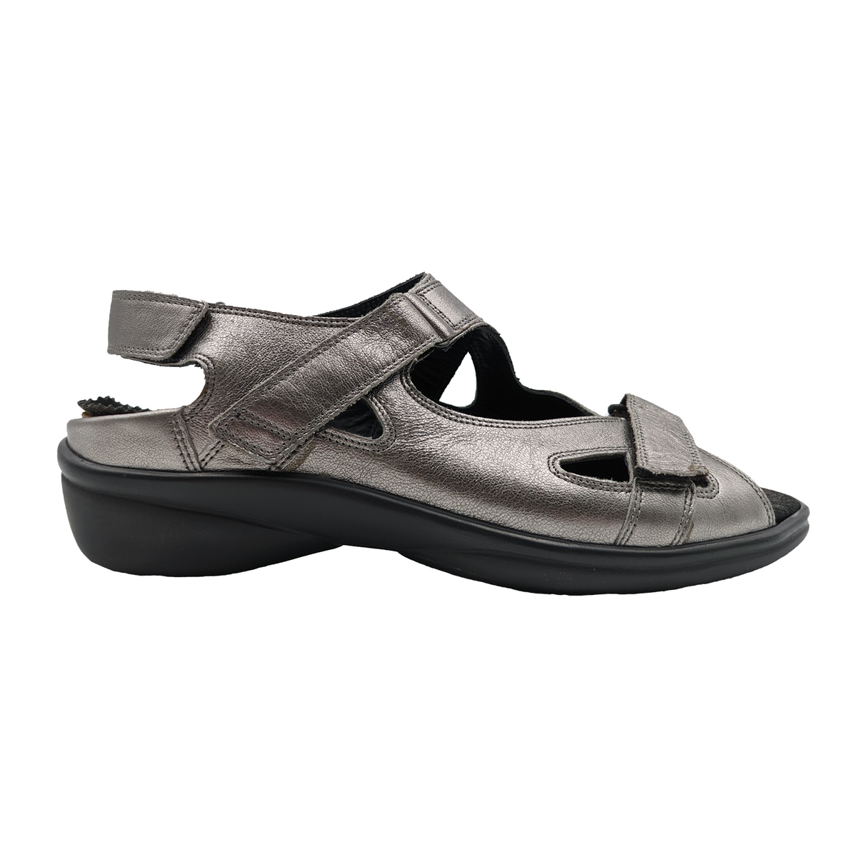 Durea Diana (Women) - Pewter Metallic Sandals - Backstrap - The Heel Shoe Fitters