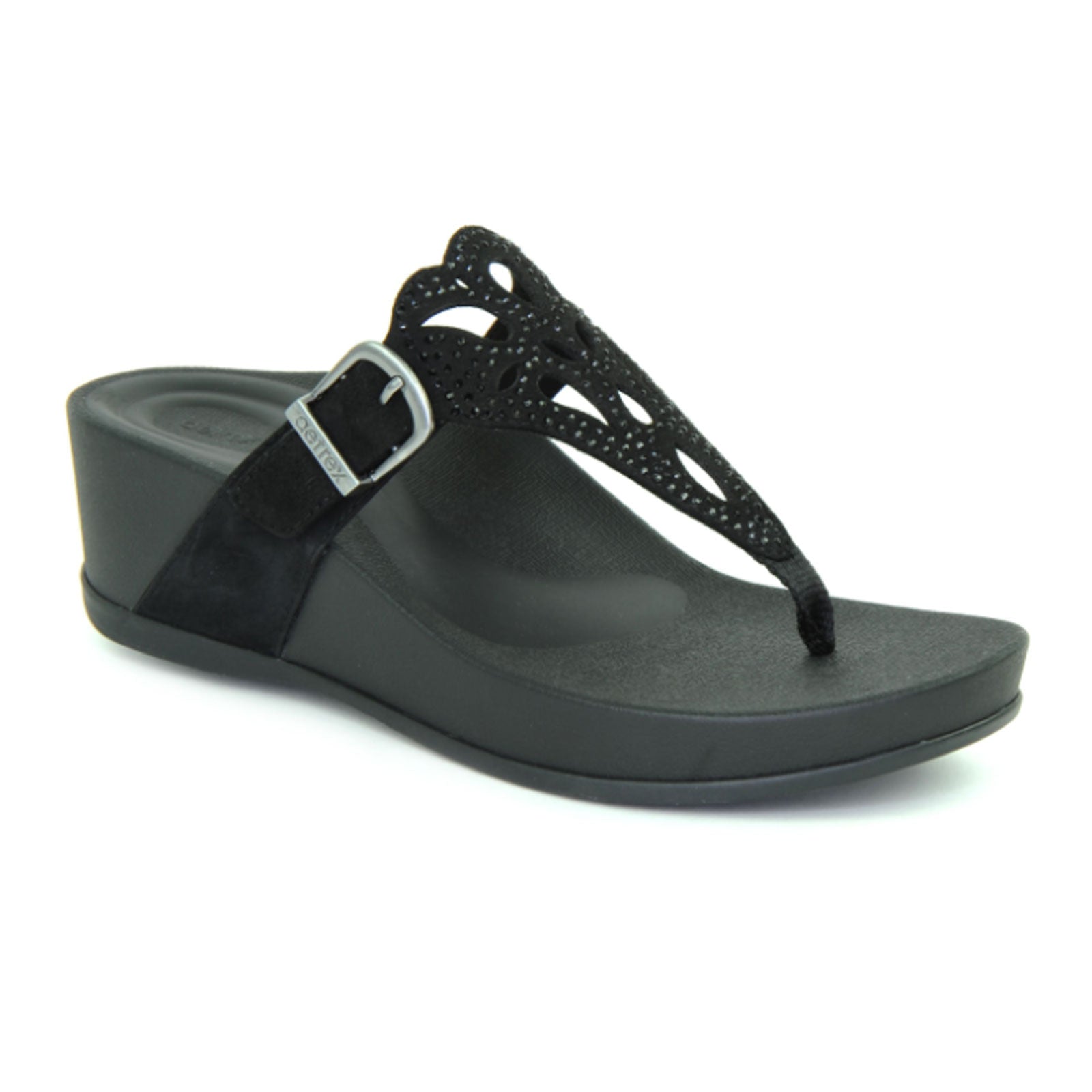 Aetrex Tasha Sandal Women Black The Heel Shoe Fitters