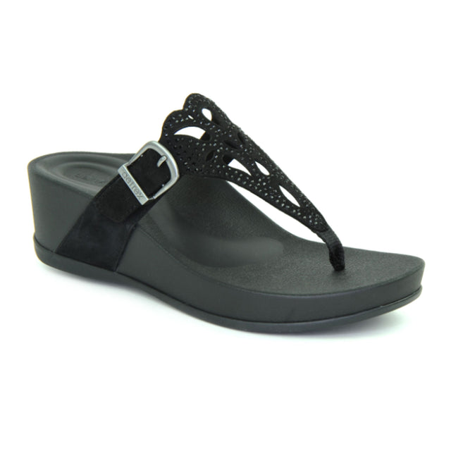 Aetrex Tasha Sandal (Women) - Black Sandals - Thong - The Heel Shoe Fitters