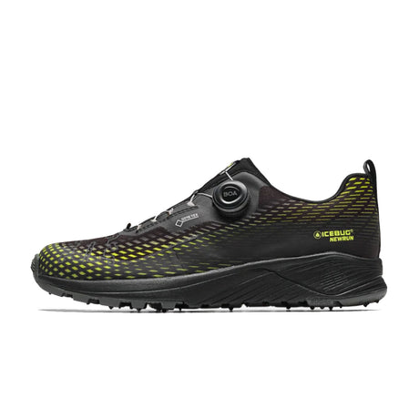 Icebug NewRun BUGrip GTX Running Shoe (Men) - Black/Poison with Studs Athletic - Running - Stability - The Heel Shoe Fitters